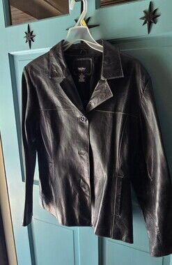 Mossimo Black Leather Button-Front Jacket - Classic Women's Coat